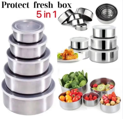 Stainless Steel Bowl Set Oven Proof - 5 Pcs