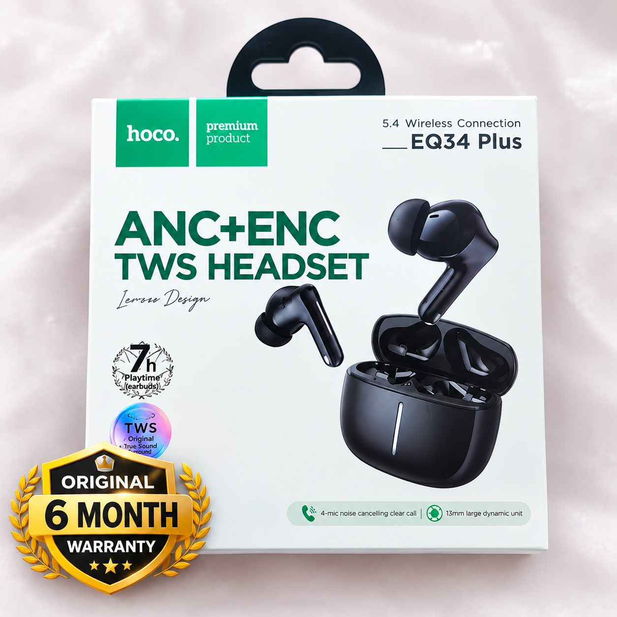 EQ34 Plus Rima ANC+ENC TWS Earbud (App Supported) | Long 7-Hour Playtime & Bluetooth 5.4